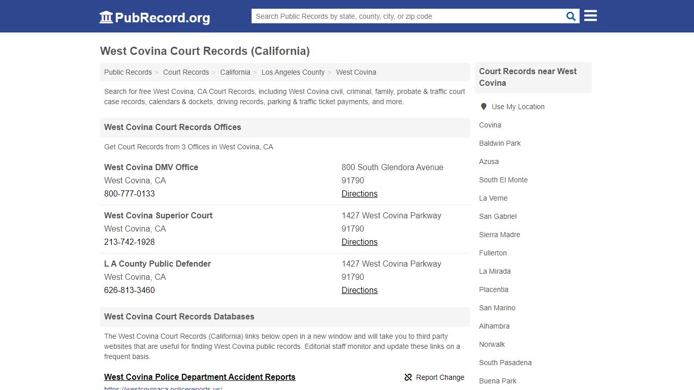 Free West Covina Court Records (California Court Records)